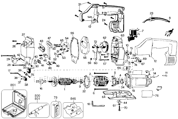 Page A Diagram and Parts List for 3157 Type 100 Black and Decker Jig Saw